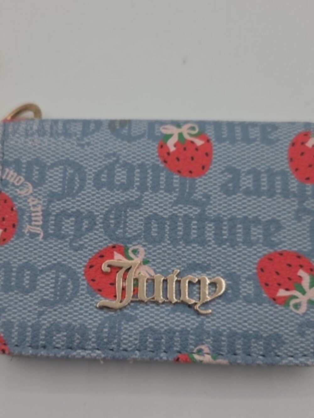 Juicy Couture Strawberry Card Wallet ID Holder Heart Charm